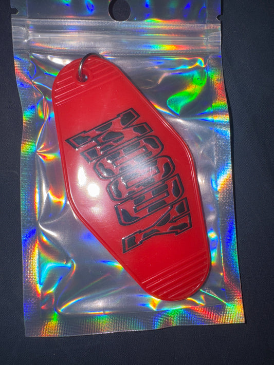 MOTEL KEYCHAIN: MOODY on red