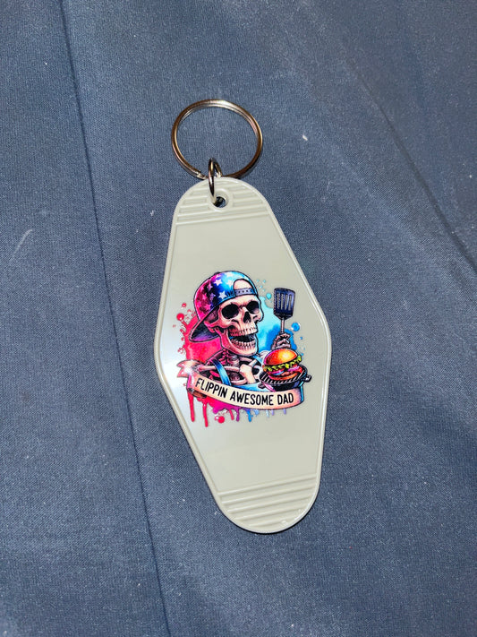 MOTEL KEYCHAIN: Flippin Awesome Dad on Gray