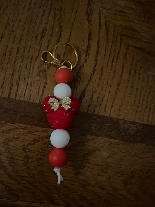 BEAD KEYCHAIN: Red (red starter) Minnie Rhinestone Small