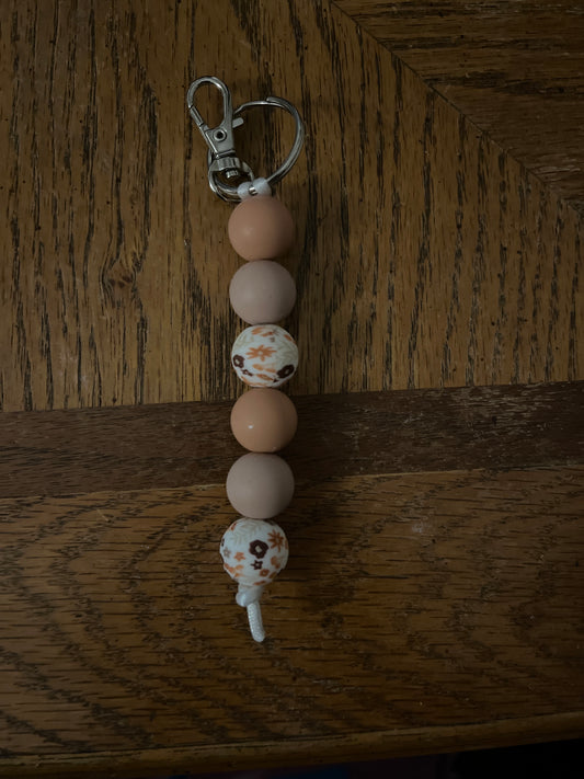 BEAD KEYCHAIN: neutral floral Small