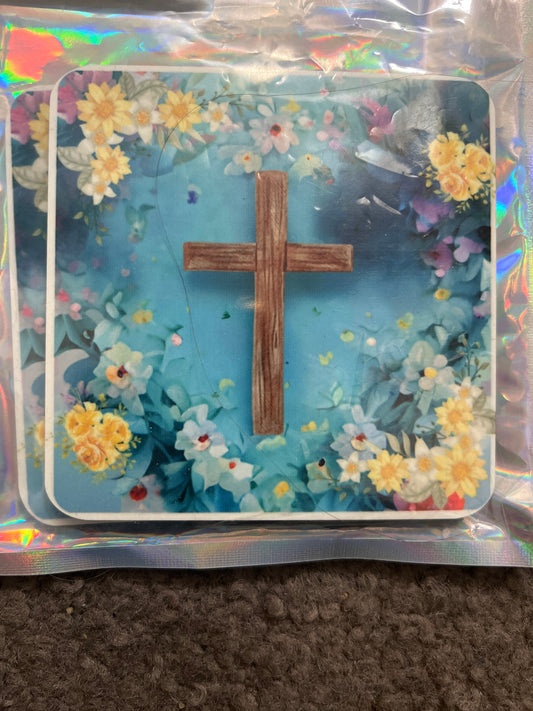 COASTERS: Teal Cross 2pack