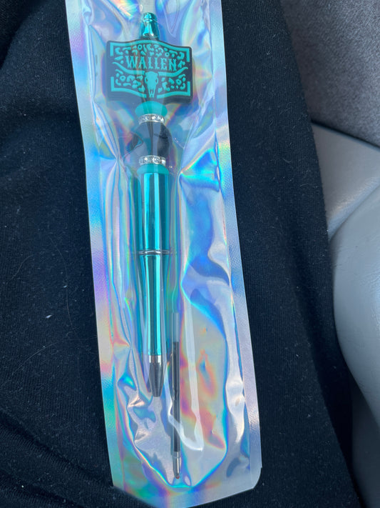 BEADED PEN: Blue Wallen Pen