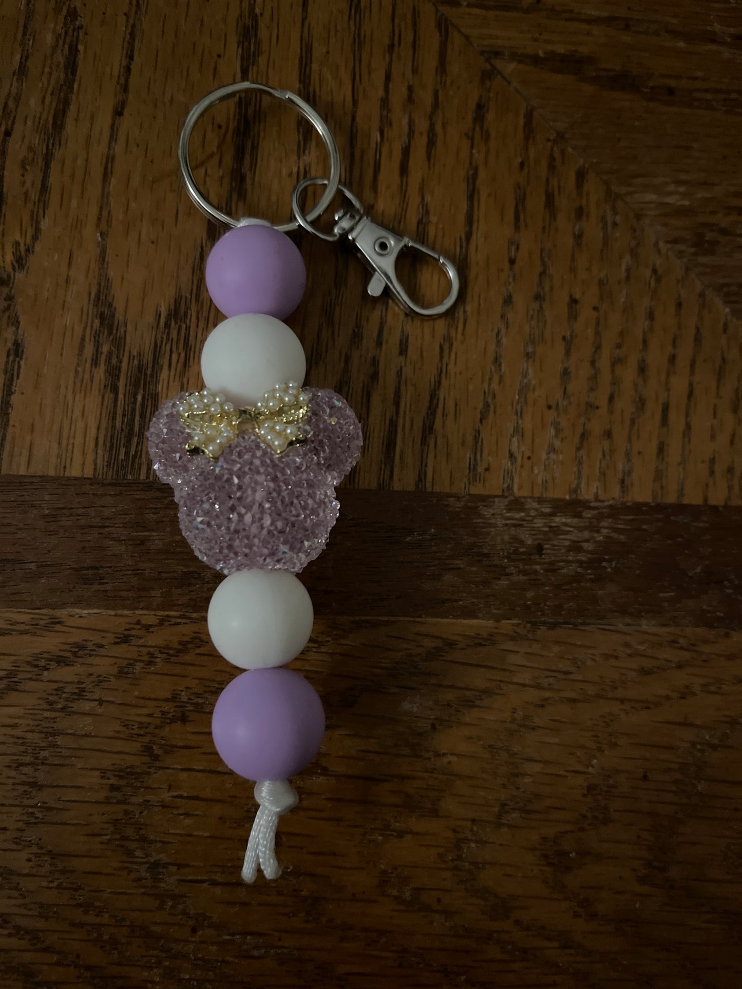 BEAD KEYCHAIN: Lilac Minnie Rhinestone Small