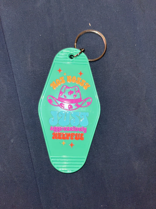 MOTEL KEYCHAIN: Not Bossy on Teal
