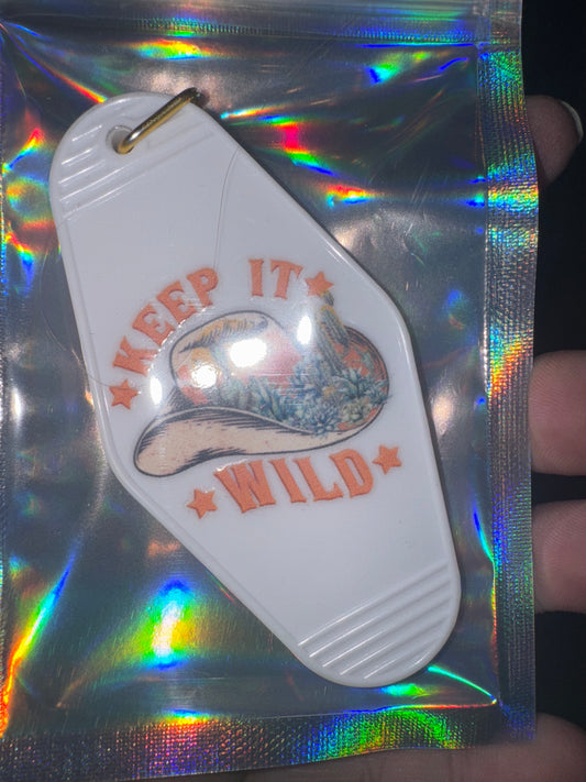 MOTEL KEYCHAIN: Keep it Wild on White