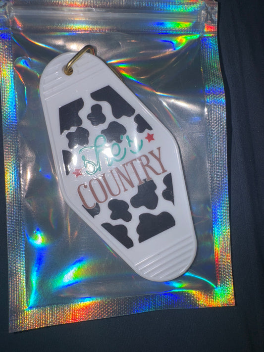 MOTEL KEYCHAIN: She’s Country on White