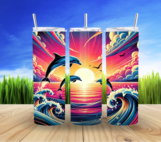 20oz: Neon Dolphin
