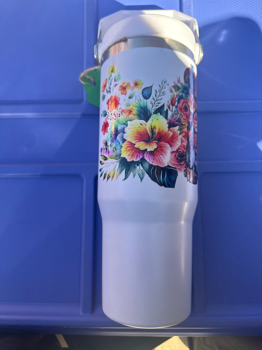 30oz Water Bottle Floral and Cowboy Boots