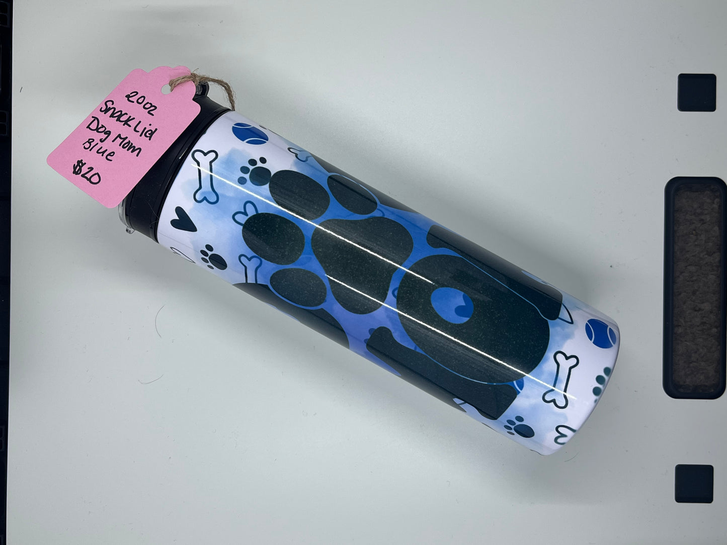 20oz Snack Lid: Dog Dad Blue