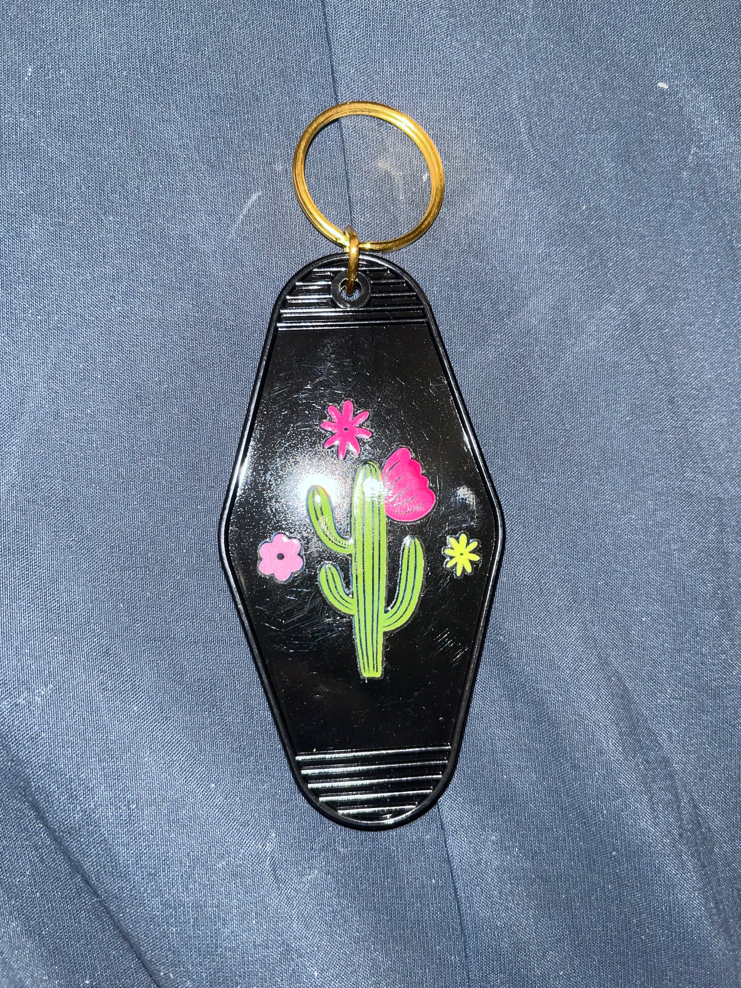 MOTEL KEYCHAIN: Cactus on Black