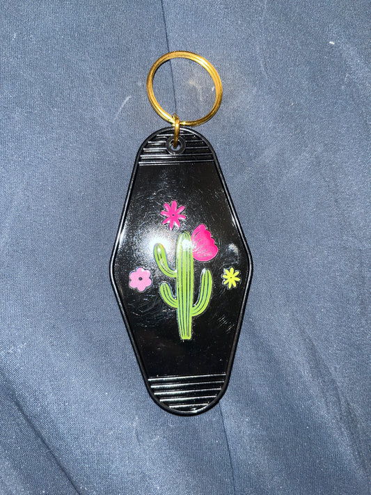 MOTEL KEYCHAIN: Cactus on Black