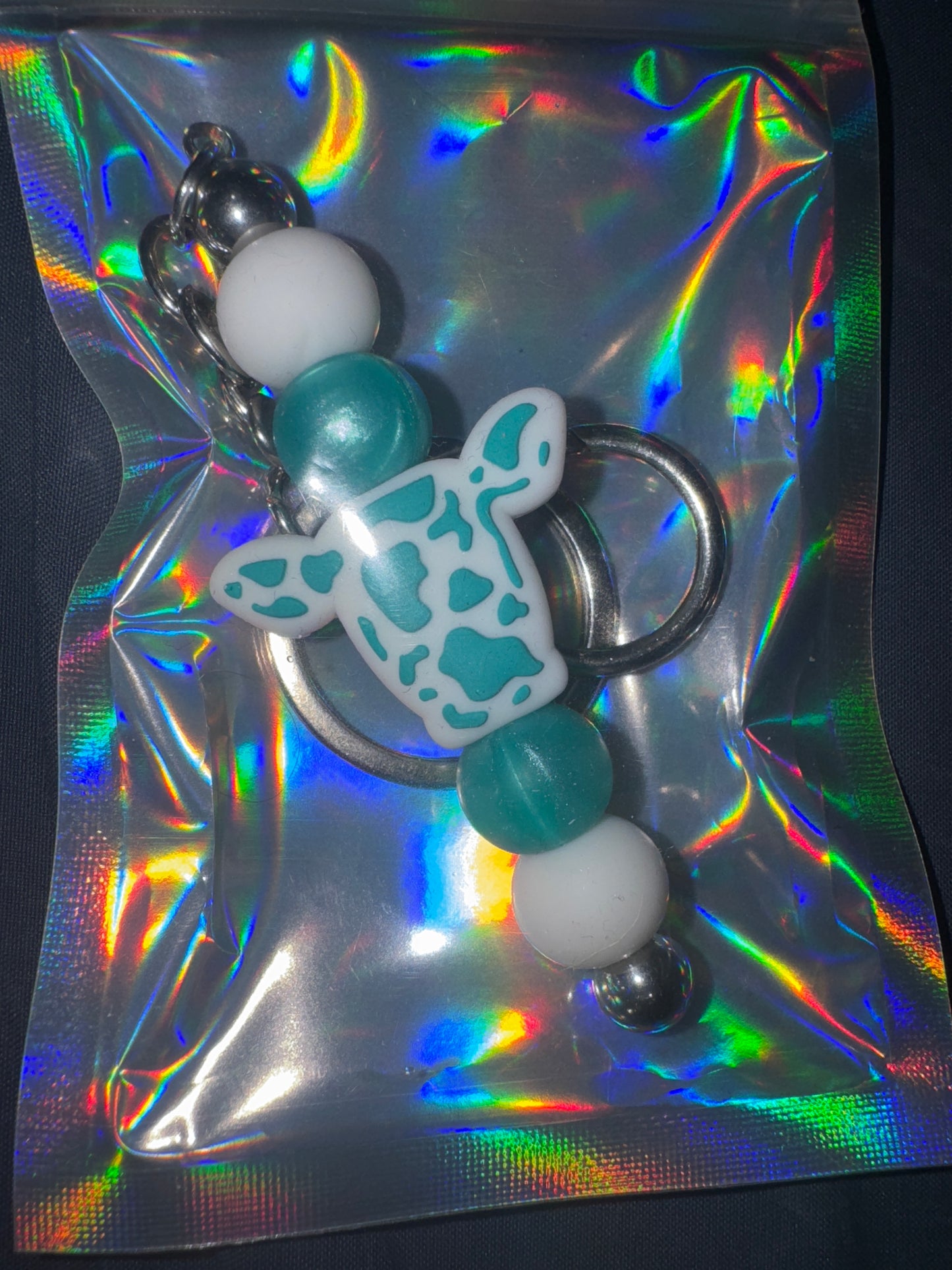 BAR KEYCHAIN: Teal Cow