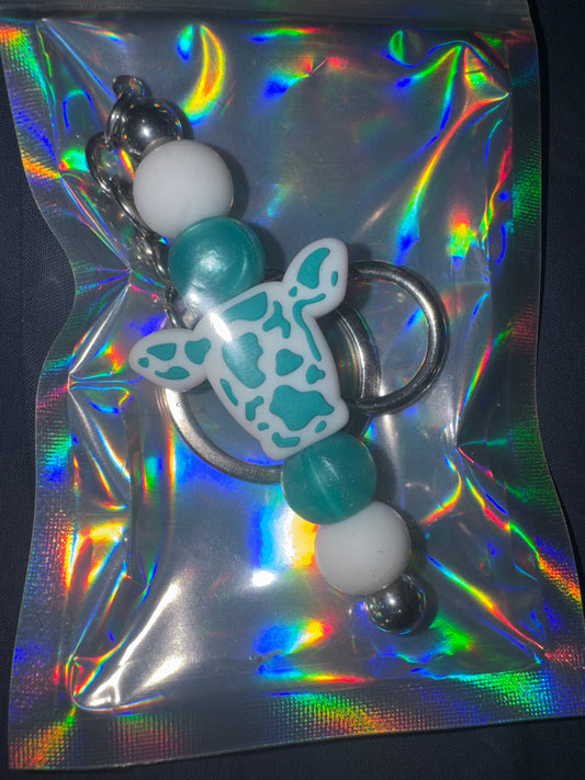 BAR KEYCHAIN: Teal Cow